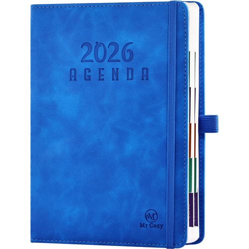 Agenda 2026 Journalier - Mini Agenda 2026 Semainier - Yearly Planer 2026 2027 - Avec Fermeture Élastique, Porte-Stylo Et Marque - 21 X 14,8 Cm - Pages-152 Feuilles 304 Pages - Bleu
