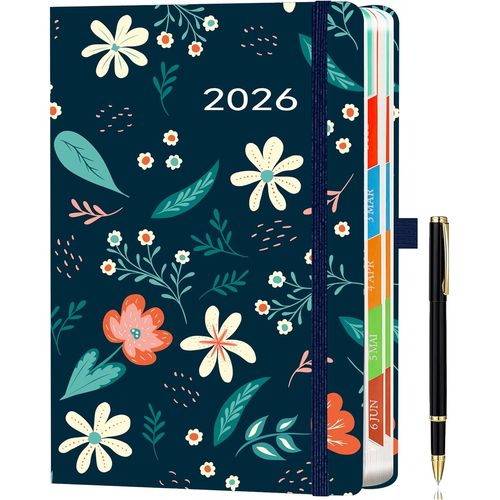 Agenda Journalier 2026, Format A5, 1 Jour Par Page, Agenda Journalier, Calendrier, Agenda Annuel De Janvier À Décembre Avec Onglets Mensuels Colorés, Stylo Inclus.