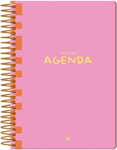 Agenda Scolaire 25-26 À Spirale Classique Rose Semainier Bilingue Papier Fsc 70 G.