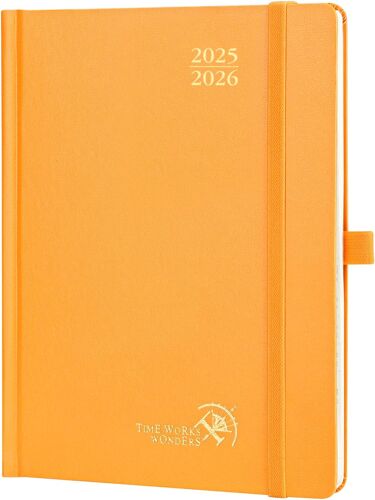 Agenda 2025 2026 Semainier Vertical 22 X 16,5cm D'août 2025 À Déc 2026, Planner Scolaire 17 Mois, Couverture Rigide Avec Intervalles De 30 Minutes, Papier 80g/M², Orange