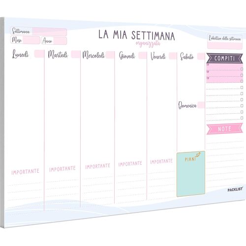 Planner Settimanale Scrivania - Planning Settimanale Da Tavolo A4 - Agenda Settimanale, 52 Flogi - Weekly Planner - Agenda Appuntamenti - Calendario Settimanale Da Tavolo Perpetuo Di Design