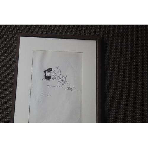 Hergé Dédicace Tintin Haddock Milou Hergé Autographe Tintin Haddock Milou