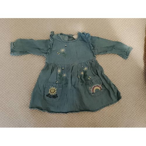 Robe Bleue Claire Motifs Colorés 0/3 Mois Primark.