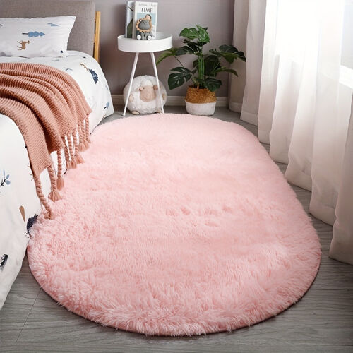1 Pièce De Tapis De Chevet Ovale Doux Et Respectueux De La Peau, Adapté Pour Le Chevet De Chambre, Disponible En Plusieurs Couleurs Et Tailles, Confortable Sous Les Pieds, Style Cadeau De Noël