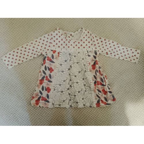 Top Blanc Motifs Colorés 6 Mois.