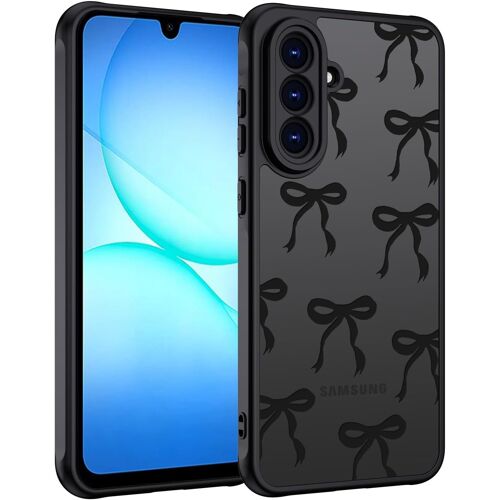 KALANKA-Coque pour Samsung Galaxy A17 5G, Étui Mat Translucide avec Motif de N?ud Arc Papillon Minimaliste Housse PC Dur Arrière Anti-Rayures + TPU Bumper Fine Antichoc, Noir