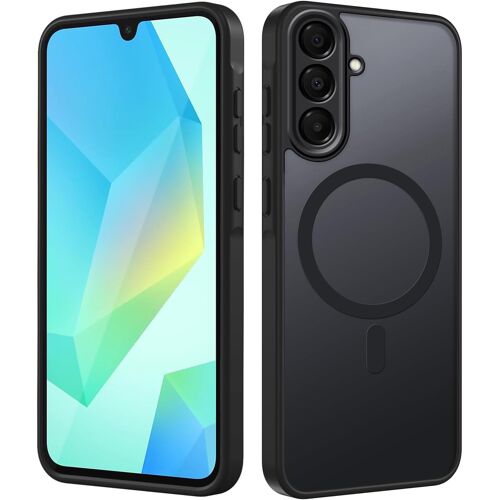 JGD-Coque Magnétique pour Samsung Galaxy A16 5G, Translucide Mat Étui pour Samsung A16 Housse Arrière Rigide PC Anti Rayures TPU Anti-Chutes Anti-Empreintes Digitales Protection Case, Noir