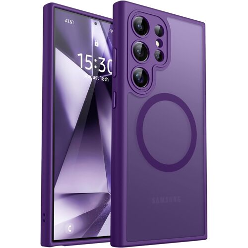 ELVORIX-Coque Magnétique pour Samsung Galaxy S24 Ultra(6,8 Pouces), [Protection Complète de l'appareil Photo] Housse Fond Mat Translucide,Violet Profond