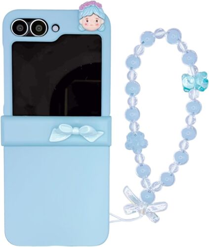 JGD-Mignon Coque Compatible avec Samsung Galaxy Z Flip 6/Z Flip 7 FE avec Dragonne,Bracelet Adorable N?ud Colorée Charnière Coque Antichoc pour Z Flip 6 pour Femme