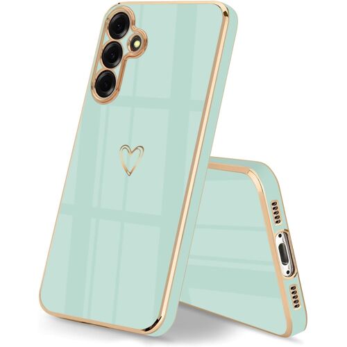 JGD-Coque pour Samsung Galaxy S25 5G Etui de Protection Housse Antichoc, Souple Fine Slim Silicone Case pour Samsung S25 5G Étui AVCE Motif Coeur Cover pour Galaxy S25 5G, Vert Menthe