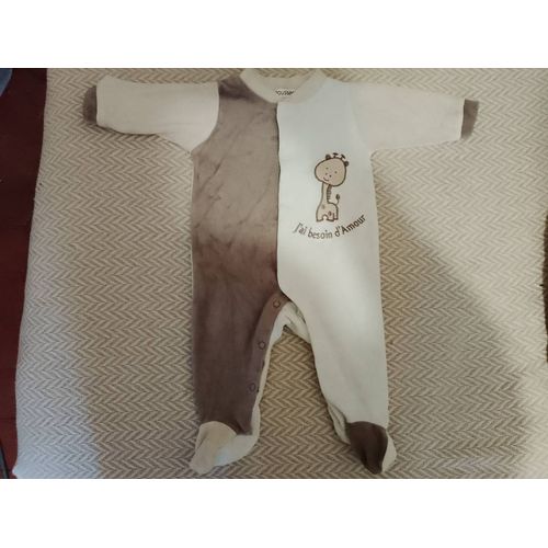 Pyjama Chaud Marron/Crème 3 Mois Kinousses.