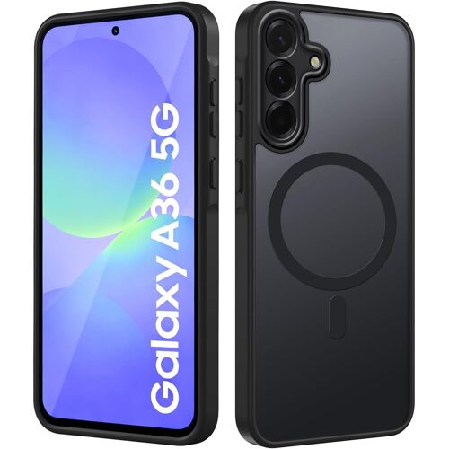 JGD-Coque Magnétique pour Samsung Galaxy A36 5G, Translucide Mat Étui pour Samsung Galaxy A36 Housse Arrière Rigide PC Anti Rayures TPU Anti-Chutes Anti-Empreintes Digitales Protection Case, Noir