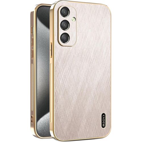 KALANKA-Coque pour Samsung Galaxy A17 5G/4G, Conception Unique en Métal Brossé, Prime Finition Cuir Housse, Très Mince Doux Silicone TPU Bumper Antichoc Étui (Or)