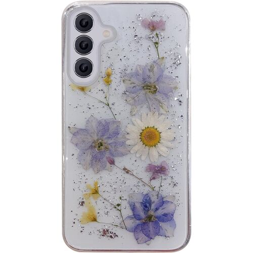 JGD-Coque transparente pour Samsung Galaxy A26 5G - Avec véritables motifs de fleurs séchées - Résistante aux chocs - En TPU souple - Fine - Motif floral mignon - Pour Samsung A26 5G - Fleur