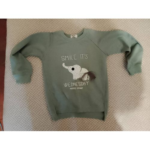Sweat Vert Clair Imprimé Blanc 2 Ans.