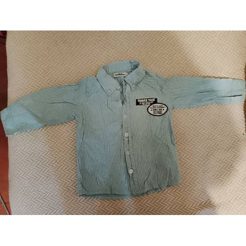 Chemise Rayée Bleue Claire/Blanc 18 Mois Vintage Années 90 Tape A L'Oeil.