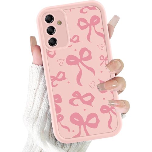 JGD-Coque pour Samsung Galaxy A16 5G 6,7"", Aesthetic Rose N?ud Coeur Motif Dessin Étui Rose Silicone Fine TPU pour Femmes Filles Antichoc Housse Caméra de Protection Cover, Anti-Rayures Case