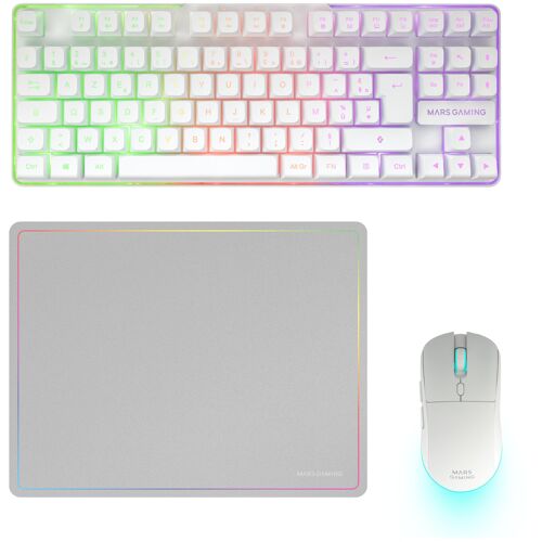Mars Gaming MCPWTKLWFR Pack clavier souris FR sans fil +USB AZERTY Français Blanc