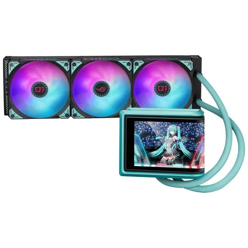 ASUS ROG RYUO IV 360 ARGB Hatsune Miku Edition Processeur Refroidisseur de liquide tout-en-un 12 cm Noir et Turquoise