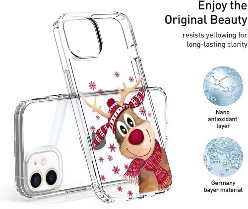 LORANKA-MoEvn Lot de 2 coques de protection en silicone pour Samsung Galaxy A55 5G - Avec éléments de Noël - Souple et transparente - Fine - Anti-chocs - Anti-rayures - Motif sapin de Noël et élan
