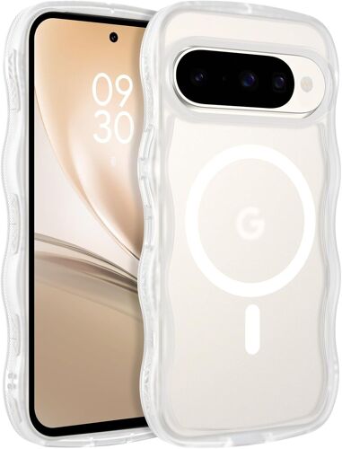 LORANKA-Coque pour Google Pixel 10/10 Pro Magnétique Case Compatible avec Magsafe, Conception de Cadre Ondulé Bouclé avec Protection Antichoc,Etui Mat Translucent Housse Fine Pixel 10 Pro/10-Blanc