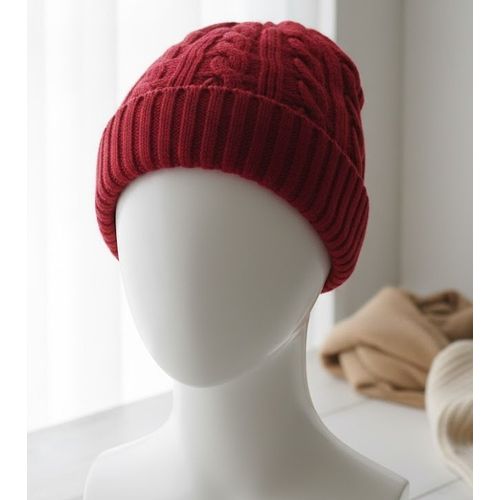 Bonnet En Maille Torsadée - Rouge