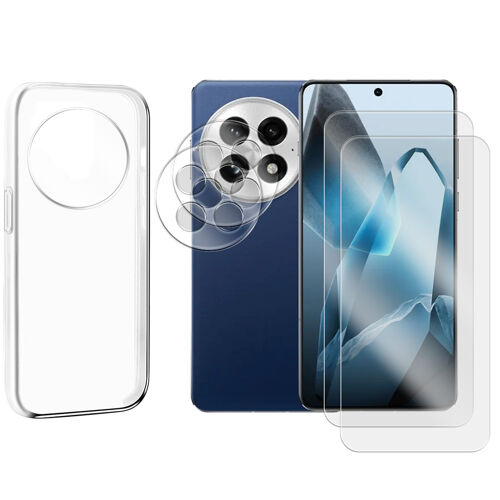 Lot de 2 Verre trempé incurvé compatible pour OnePlus 13R 5G+ Lot 2 Verre Trempé Caméra Arrière + Coque souple silicone transparente-Visiodirect