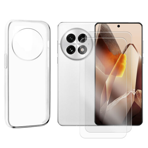 Lot de 2 Verre trempé incurvé compatible pour OnePlus 13 5G + Coque de Protection transparente souple silicone - Visiodirect -