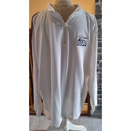 Polo Blanc À Manches Longues Zippé Au Cou