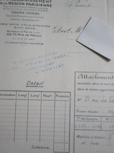 Lettre De La Société D' Assainissement De La Région Parisienne, Vidange-Engrais. 1947 - (Timbre Oblitéré, Marianne 5fr Au Verso)