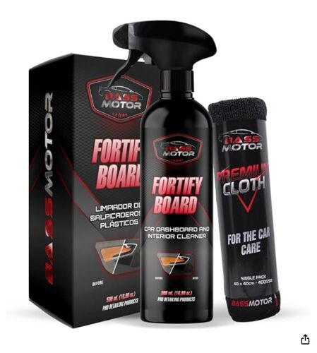 Bassmotor Nettoyant Pour Tableau De Bord Et Plastiques Intérieurs, Anti-Poussière, Effet Naturel, Nettoie Sans Brillance, Parfum Frais, 500ml + Tissu De Qualité Supérieure.