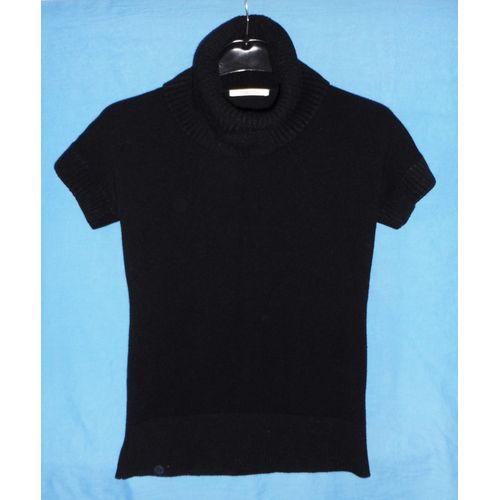 Pull Noir À Col Roulé. Manches Courtes. Camaieu. Acrylique. Polyamide. Taille 38