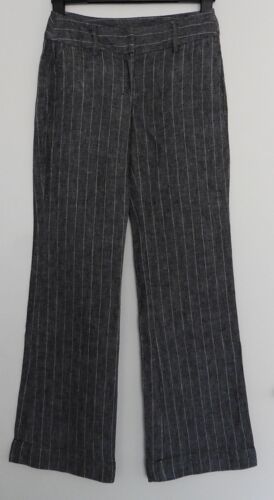 Pantalon Gris À Fines Rayures Blanches. Camaieu. Lin. Taille 38