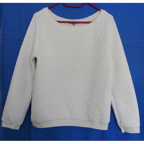 Sweat Blanc. Décor Geometrique. Etam. Viscose. Polyester. Elasthanne. Taille 38 / 40