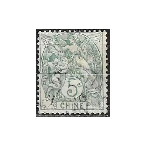 Chine, Bureaux Commerciaux Français 1902 / 1906, Beau Timbre Yvert 23, Type Blanc 5c. Vert, Oblitéré, Tbe.