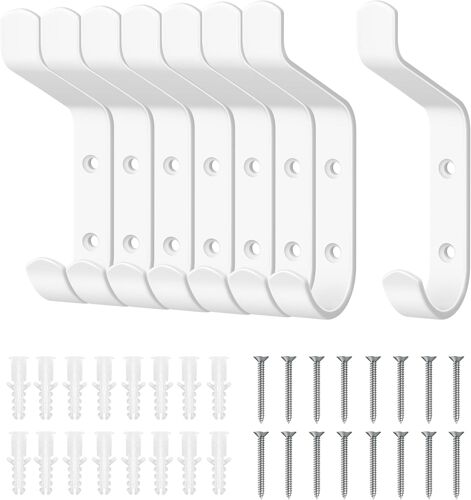 Porte Manteau Mural Patères Porte Manteaux 8 Crochets Blanc Porte Manteaux Crochet Mural pour Chambre Salle de bain Cuisine