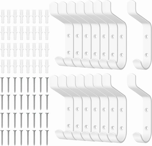 Porte Manteau Mural Patères Porte Manteaux 16 Crochets Blanc Porte Manteaux Crochet Mural pour Chambre Salle de bain Cuisine