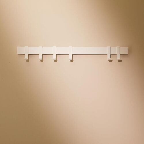 Design Hambourg Porte Manteau Mural I Porte-Manteau Moderne I Patère Murale avec Crochets Mobiles I Design Moderne | Blanc Mat | 58 cm