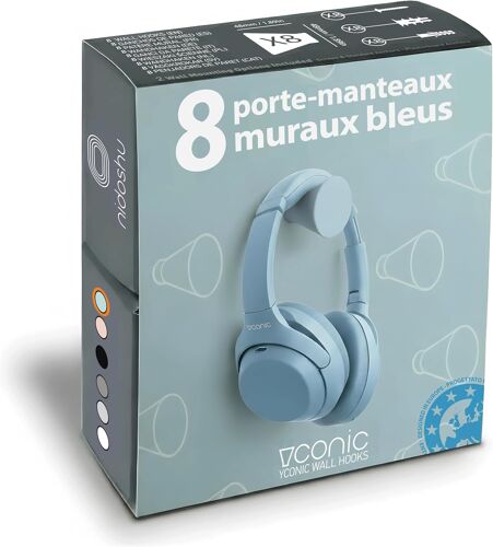 Patere Porte Manteau Mural Bleu - Patère Murale Deco Crochets Porte-Manteau Mural Design Chambre Moderne - Portemanteaux pour Entrée Original Salle de Bain (Lot de 8 patères, bleu)