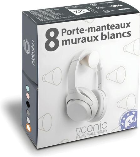 Patere Porte Manteau Mural Blanc - Patère Murale Deco Crochets Porte-Manteau Mural Design Chambre Moderne - Portemanteaux pour Entrée Original Salle de Bain (Lot de 8 patères, blanc)