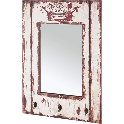garderobe murale motif, vintage, MDF, métal, miroir - Dim.: L 52 cm x H 80 cm x P 10 cm, Style: Industrial