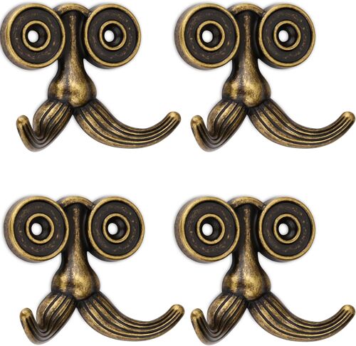 4 Pièces Patères Murale Vintage,Crochet Mural avec Vis Double Crochet Porte Manteau en Alliage de zinc Coat Hooks pour Salle de Bain,Chambre,Armoire(Bronze)