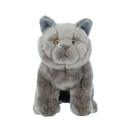 Peluche Chat Bleu British Shorthair 37cm - Doudou Cadeau & Décoration Intérieur (Réaliste Douce Anti-Peluche)