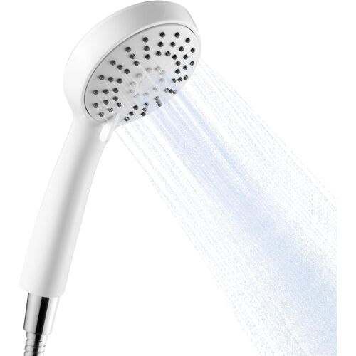 Pommeau de Douche avec Tuyau de 1,6m, Pomme de Douche à Main à 3 Modes, Pomme Douche Ronde, Pommeau de Douche Economie deau, Douchette avec Flexible pour Salle de Bain, Blanc