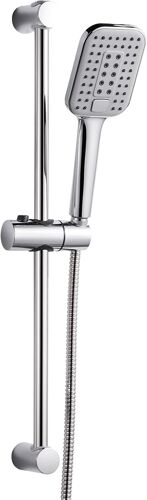 Colonne de Douche sans Mitigeur Barre de Douche en Acier Inoxydable de 60 cm avec Flexible de 1.6 m Pommeau de Douche (3 Modes 120 mm) et Support pour Salle de Bain Chrome
