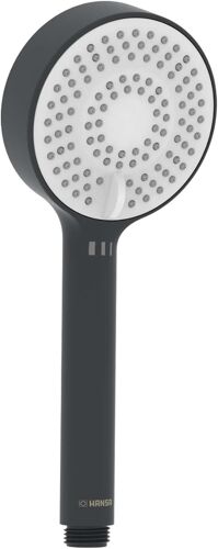 HANSA BASICJET Pommeau de douche avec 3 types de jet, fonction anti-calcaire, pommeau de douche de 95 mm de diamètre, raccord standard G 1/2, noir