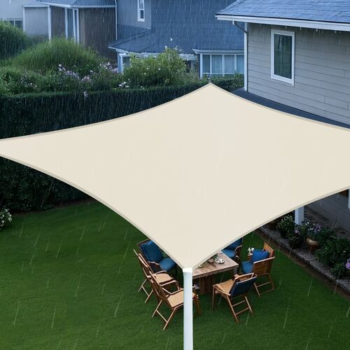 Shadebeyond 2.4x3m Voile Pare-Soleil Imperméable Rectangulaire Protection Solaire Protection Contre Les Intempéries Voile Auvent Protection Uv Pour Balcon Terrasse Jardin,Blanc Cassé