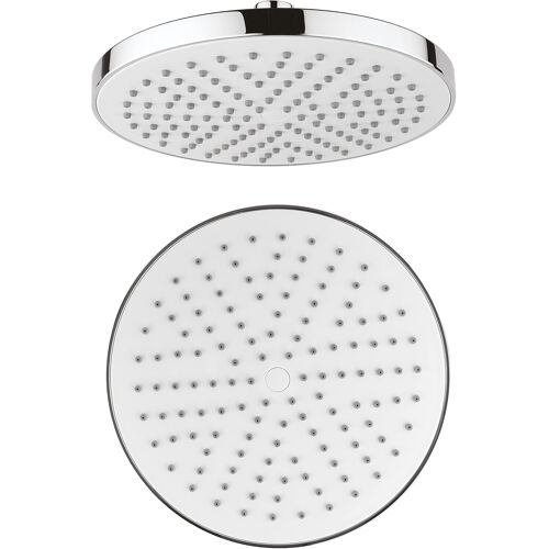 - Pommeau de Douche en ABS - Douche de Tête avec Picots Anti-Calcaire - Valve d¿Économie d¿Eau 12 L/mn - Disque Blanc - Finition Chromée - ¿ 200 mm