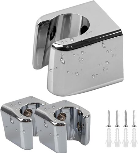 2 Support Pommeau de Douche, Angle Réglable, Utilisation Universelle, Adaptés aux Douchettes à main, Revêtement ABS Chromé résistant à l'humidité et à la Chaleur.