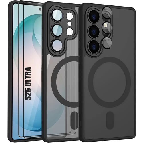 Coque + 2 Verres Trempés pour Samsung Galaxy S26 Ultra, avec Anneau Magnétique et Vitre Caméra - Noir - E.F.Connection